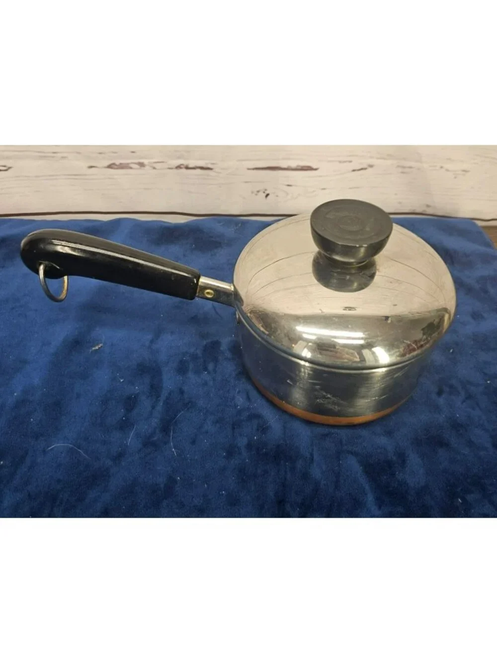 Vintage Revere Ware Copper Bottom Saucepan With Lid 3/4 Qt Stainless Steel Black